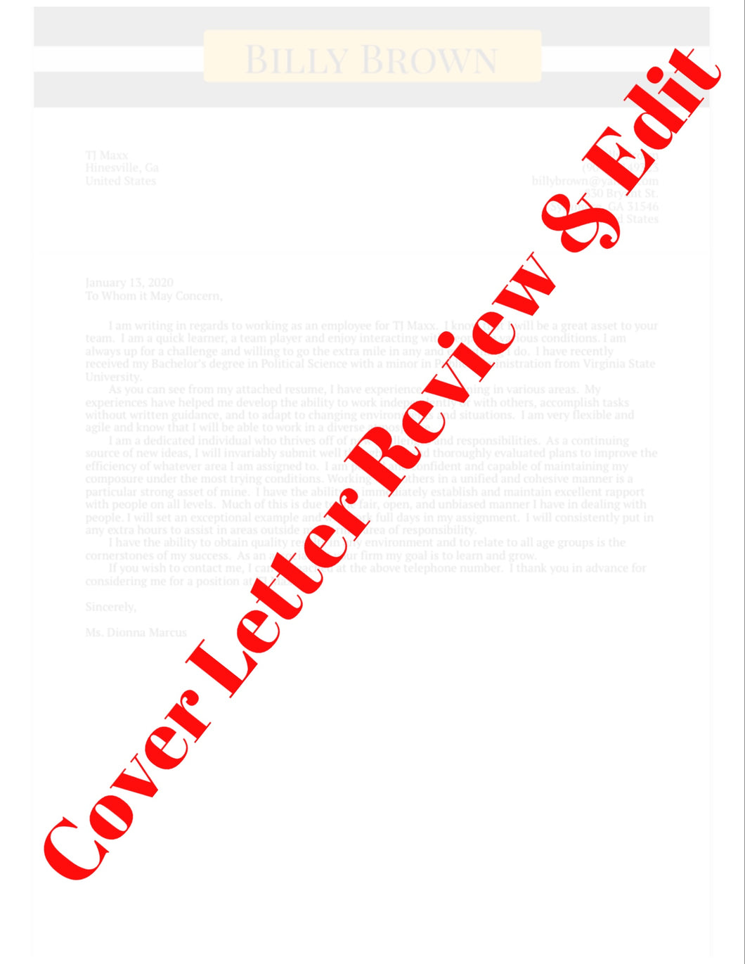 Cover Letter Review & Edit Service